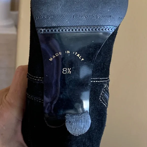 Carisma Black Suede Tall Boots w Buckle Sz 8.5 made in Italy - Picture 6 of 16